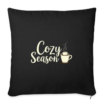 Boisson d’automne de saison douillette - Housse de coussin décorative 45 x 45 cm - noir - Devant