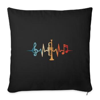 Trumpet, heartbeat, trumpeter, musician - Sofa pillowcase 17,3'' x 17,3'' (45 x 45 cm) - black - Front