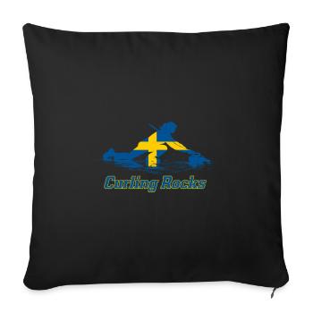 Le curling rocks Suède Fan Merch - Housse de coussin décorative 45 x 45 cm - noir - Devant