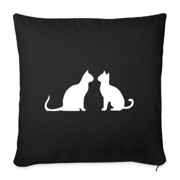Weiße Katze 2 Katzen Silhouetten Geschenk  - Sofakissenbezug 45 x 45 cm - Schwarz - Vorne