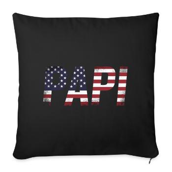 Papi USA Flagge Vintage Papa - Sofakissenbezug 45 x 45 cm - Schwarz - Vorne