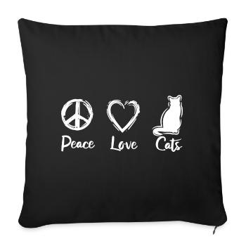 Paix Amour Chats - Housse de coussin décorative 45 x 45 cm - noir - Devant