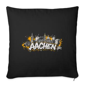 Aachen Graffiti Skyline Shirt - Sofakissenbezug 45 x 45 cm - Schwarz - Vorne