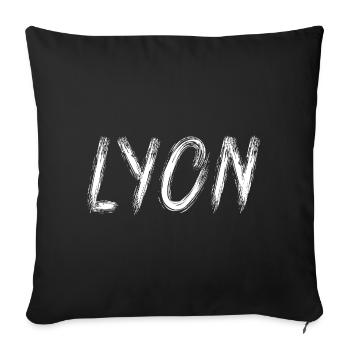 Lyon en lettres brush - Housse de coussin décorative 45 x 45 cm - noir - Devant