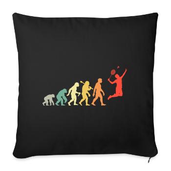 Badminton Evolution Badmintonspieler Smash Retro - Sofakissenbezug 45 x 45 cm - Schwarz - Vorne