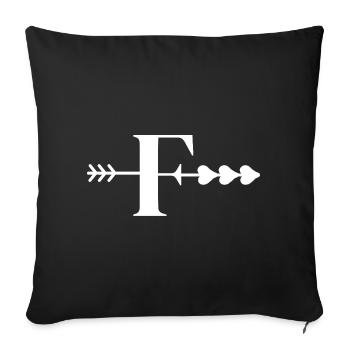 Letter f arrow heart - Sofa pillowcase 17,3'' x 17,3'' (45 x 45 cm) - black - Front