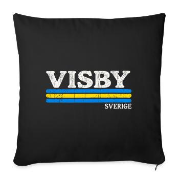 Visby - Sverige - Sweden - Schweden - schwedisch - Sofakissenbezug 45 x 45 cm - Schwarz - Vorne