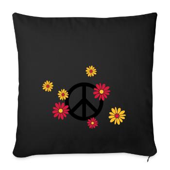 Peace Sign Flower Love flower power Valentine's Day - Sofa pillowcase 17,3'' x 17,3'' (45 x 45 cm) - black - Front