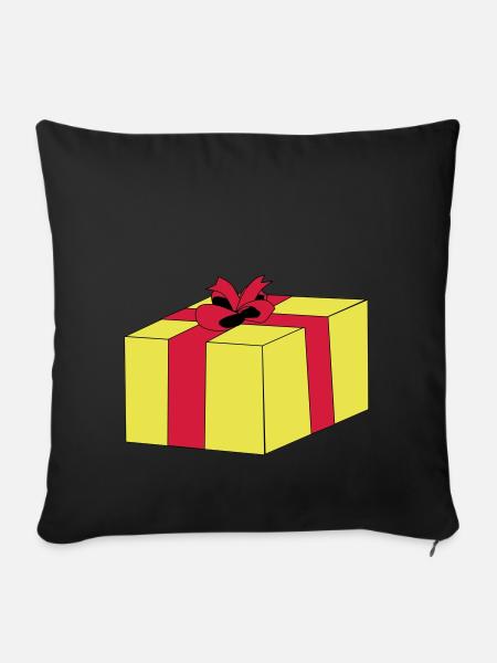 Gift wrapped surprise ribbon package - Sofa pillowcase 17,3'' x 17,3'' (45 x 45 cm) - black