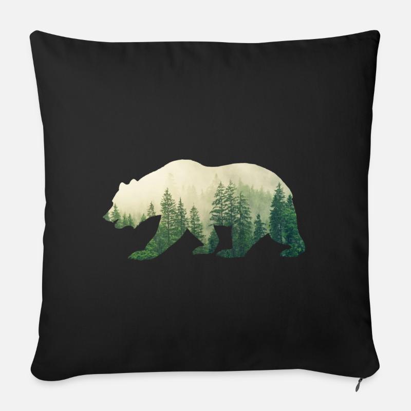 Wald Grizzly - Sofakissenbezug 45 x 45 cm - Schwarz