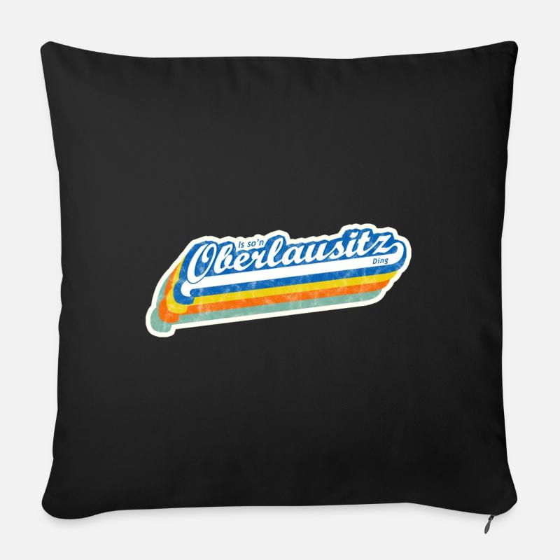 'Is so'n Oberlausitz Ding' Retro Design - Sofakissenbezug 45 x 45 cm - Schwarz