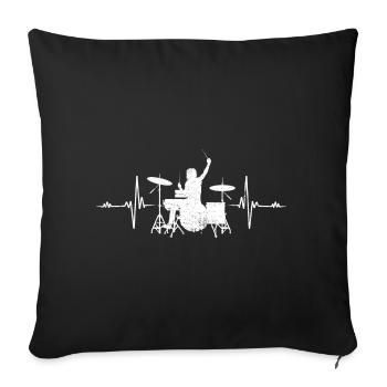 Drummer Heartbeat Drummer Drums Fun Gift - Housse de coussin décorative 45 x 45 cm - noir - Devant