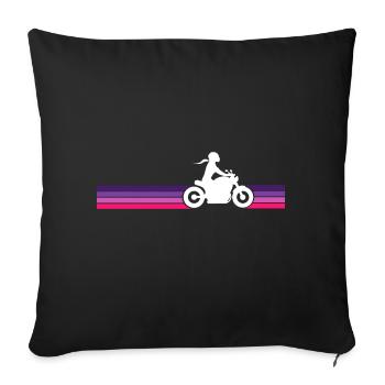 Motorcyclist Woman Chopper Biker In Biker Girl - Sofa pillowcase 17,3'' x 17,3'' (45 x 45 cm) - black - Front