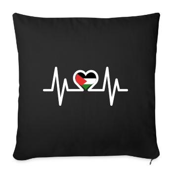 Heartbeat Palestine Freedom for Palestine Gaza - Sofa pillowcase 17,3'' x 17,3'' (45 x 45 cm) - black - Front