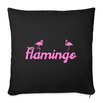 Flamants roses - Housse de coussin décorative 45 x 45 cm - noir - Devant