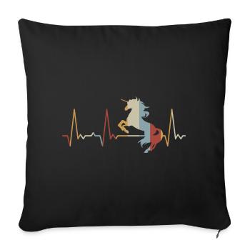 Herzschlag Einhorn - Sofakissenbezug 45 x 45 cm - Schwarz - Vorne