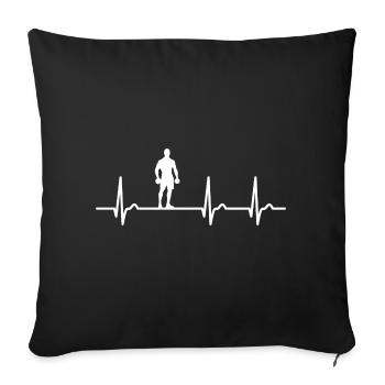 Courbe ECG - courbe cardiaque - pouls - musculation sportive - Housse de coussin décorative 45 x 45 cm - noir - Devant