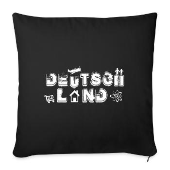 Deutschland Schriftzug mit Symbolen - Sofakissenbezug 45 x 45 cm - Schwarz - Vorne