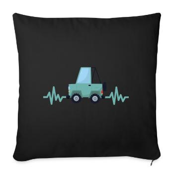 Car - Car - Heartbeat - Bus - Offroad - Sofa pillowcase 17,3'' x 17,3'' (45 x 45 cm) - black - Front