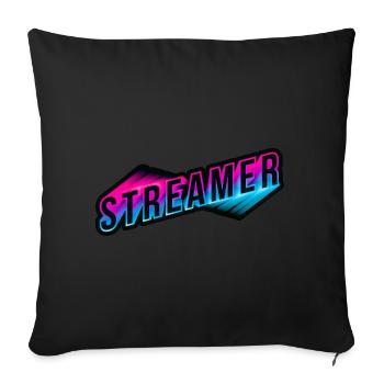Streamer 3D Neon Schriftzug - Sofakissenbezug 45 x 45 cm - Schwarz - Vorne