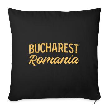 Bucharest Retro Lettering - Sofa pillowcase 17,3'' x 17,3'' (45 x 45 cm) - black - Front