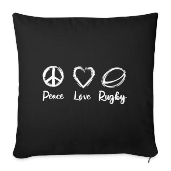 Peace Love Rugby - Housse de coussin décorative 45 x 45 cm - noir - Devant