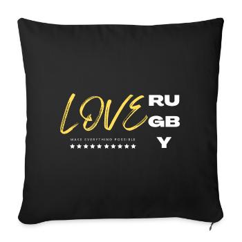Love rugby yellow - Housse de coussin décorative 45 x 45 cm - noir - Devant
