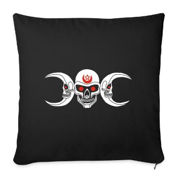 Crâne lunatique blanc - Housse de coussin décorative 45 x 45 cm - noir - Devant
