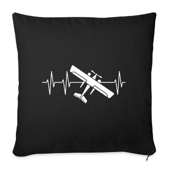 Avion Pulse Heartbeat Flying Flying Logo - Housse de coussin décorative 45 x 45 cm - noir - Devant