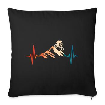 Mountain Biking Heartbeat MTB Downhill Bike Rider - Sofa pillowcase 17,3'' x 17,3'' (45 x 45 cm) - black - Front