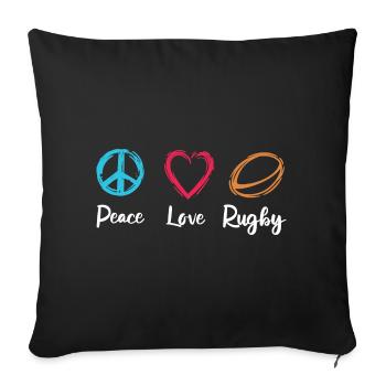 Peace Love Rugby - Sofa pillowcase 17,3'' x 17,3'' (45 x 45 cm) - black - Front
