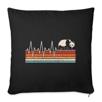 Panda Heartbeat - Sofa pillowcase 17,3'' x 17,3'' (45 x 45 cm) - black - Front