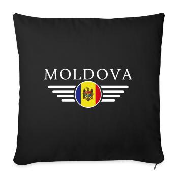 Moldova T-Shirt: Tradition, Hospitality - Sofa pillowcase 17,3'' x 17,3'' (45 x 45 cm) - black - Front