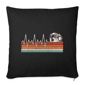 Camera, Photographer, Heartbeat - Sofa pillowcase 17,3'' x 17,3'' (45 x 45 cm) - black - Front