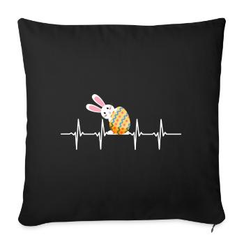 Easter Bunny Heartbeat Easter Egg Easter Easter Easter - Sofa pillowcase 17,3'' x 17,3'' (45 x 45 cm) - black - Front