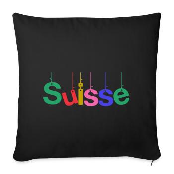 SWITZERLAND. COUNTRY. GENEVA. HUMOR. FLAG - Sofa pillowcase 17,3'' x 17,3'' (45 x 45 cm) - black - Front