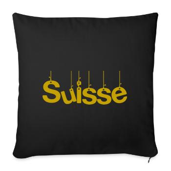 SUISSE. PAYS. GENEVE. SUISSE. HUMOUR. PAYS. DRAPEA - Housse de coussin décorative 45 x 45 cm - noir - Devant
