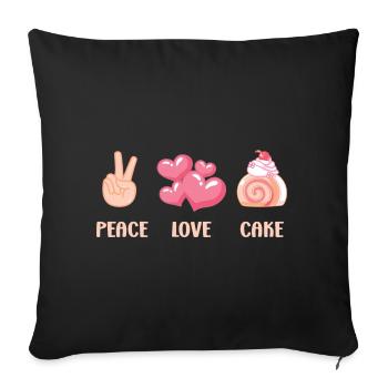 Cake Baker peace Love Cake Gift Idea - Sofa pillowcase 17,3'' x 17,3'' (45 x 45 cm) - black - Front