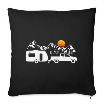 Camping Caravane Camping-car Camping Vacances - Housse de coussin décorative 45 x 45 cm - noir - Devant