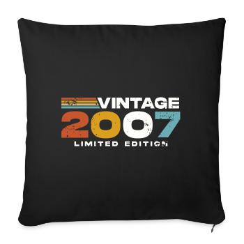 2007 Vintage Rétro Cadeau d’anniversaire - Housse de coussin décorative 45 x 45 cm - noir - Devant