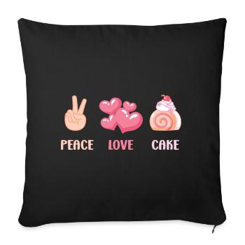 Pastry Lover Peace Love Cake Gift Idea - Sofakissenbezug 45 x 45 cm - Schwarz - Vorne