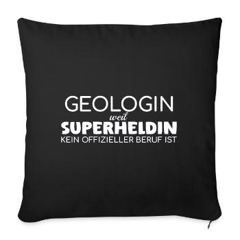 Géologue Super-héroïne Géologie - Housse de coussin décorative 45 x 45 cm - noir - Devant