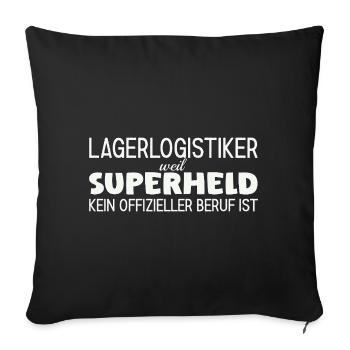 Warehouse logistician superhero - Sofa pillowcase 17,3'' x 17,3'' (45 x 45 cm) - black - Front