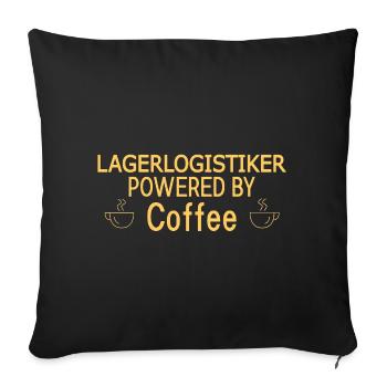 Warehouse logistics company powered by coffee - Sofa pillowcase 17,3'' x 17,3'' (45 x 45 cm) - black - Front