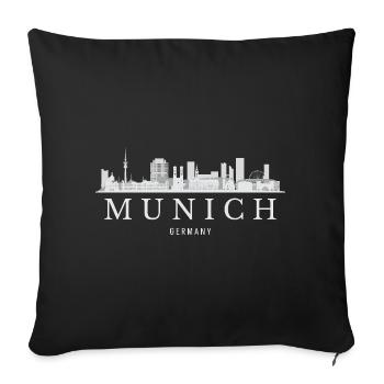 Munich Skyline, Munich Germany - Sofa pillowcase 17,3'' x 17,3'' (45 x 45 cm) - black - Front