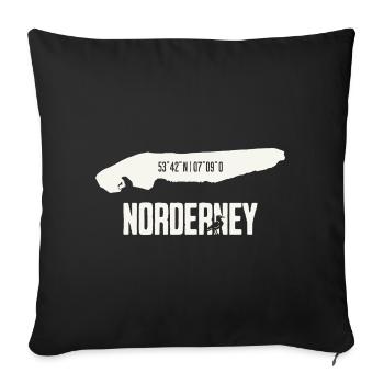 Norderney | Île avec coordonnées - Housse de coussin décorative 45 x 45 cm - noir - Devant