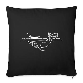 Minimal Whale Line Art on Sea - Sofa pillowcase 17,3'' x 17,3'' (45 x 45 cm) - black - Front