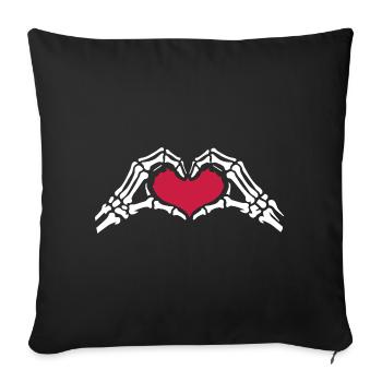 Skelett Hände Herz Liebe Valentins Tag - Sofakissenbezug 45 x 45 cm - Schwarz - Vorne