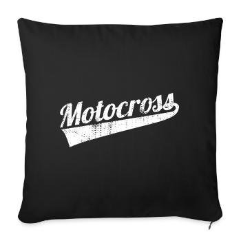 Motocross rétro - Housse de coussin décorative 45 x 45 cm - noir - Devant