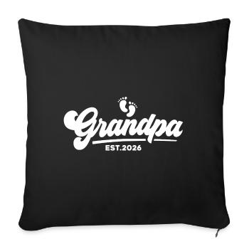 Grand-père 2026 - Grand-père fier - Idée de cadeau - Housse de coussin décorative 45 x 45 cm - noir - Devant